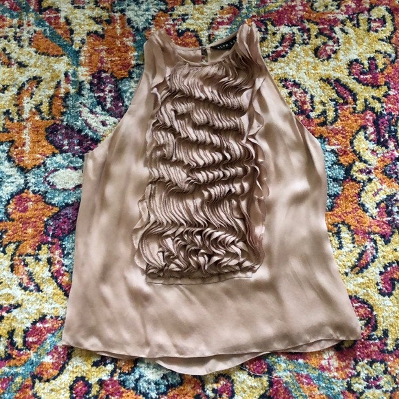 Ralph Lauren Black Label blush silk ruffle top